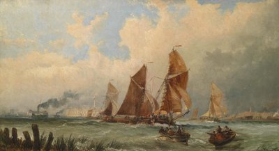 Schepen in de haven van Portsmouth door Claude T. Stanfield Moore